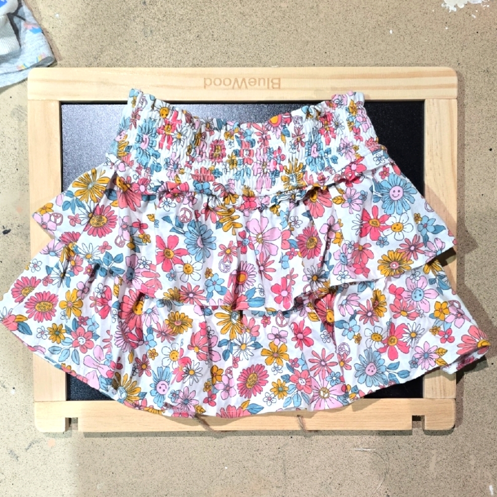 Haute Hippie Kids Floral Skirt - Pink and Blue